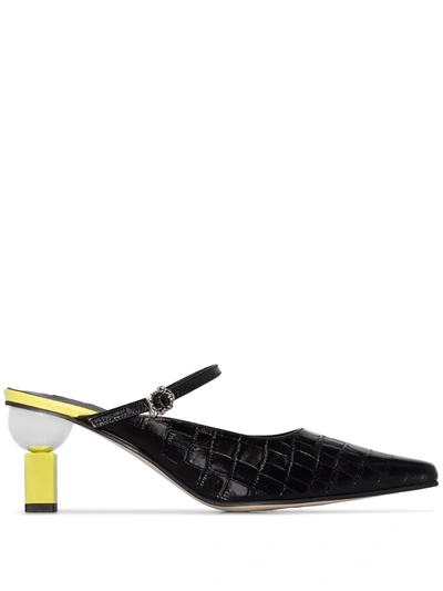 Yuul Yie Slingback Pumps 20rss41 Calfskin Black Yellow