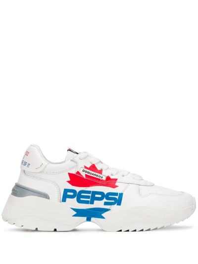 Dsquared2 White Leather Pepsi Sneakers