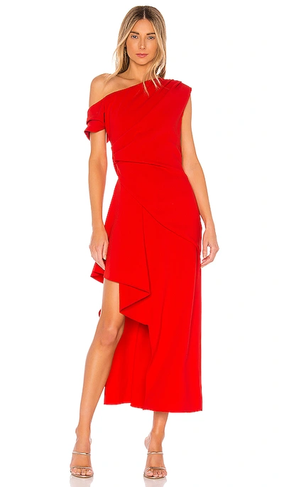 Elliatt Pallas Cascade Ruffle One-shoulder Cocktail Dress In Red