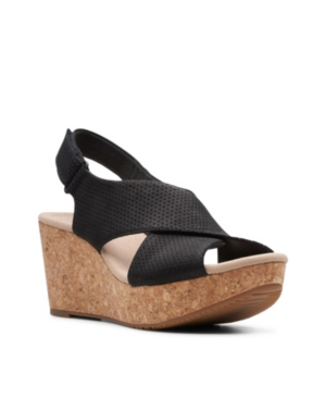 clarks black suede wedge sandals