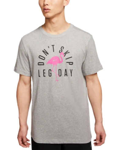 Nike Men's Dri-fit Training Flamingo Leg Day T-shirt In Dark Grey