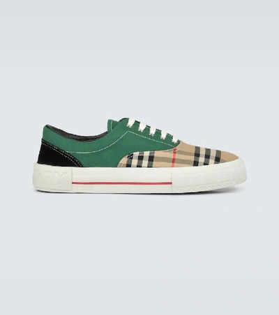 Burberry Vintage Check Colorblocked Sneakers In Beige