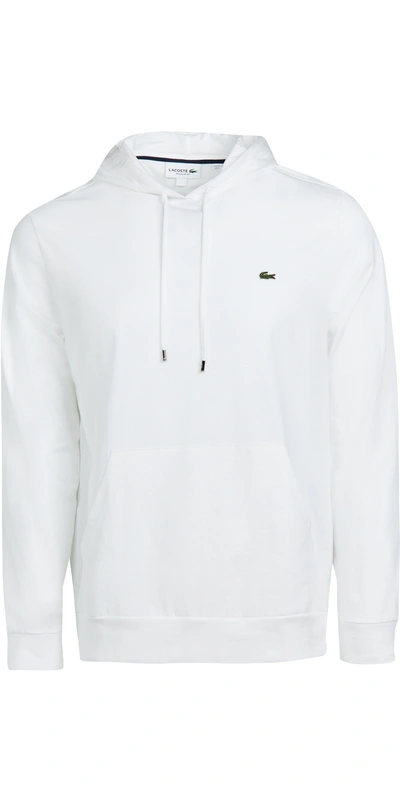 Lacoste Jersey Long-sleeve Hooded Tee In White