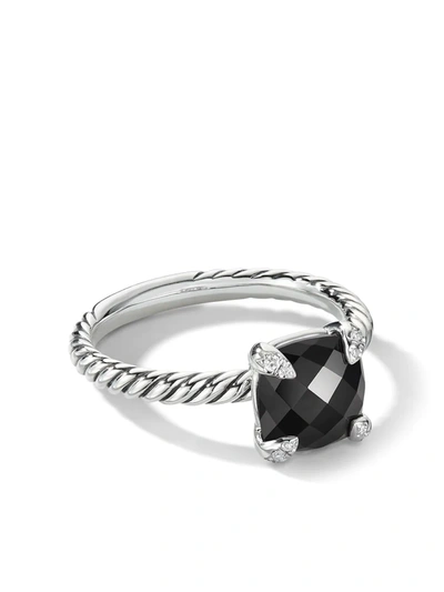 David Yurman Chatelaine Ring With Black Onyx And Diamonds