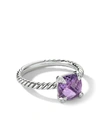 David Yurman Chatelaine Cushion Ring With Gemstone And Diamonds In Silver, 8mm In Amethyst