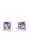 David Yurman 6mm Sterling Silver Chatelaine Amethyst And Diamond Stud Earrings In Purple/silver