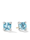 David Yurman Sterling Silver Chatelaine Blue Topaz And Diamond Stud Earrings