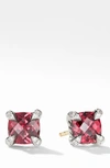 David Yurman Chatelaine Stud Earrings With Rhodalite Garnet And Diamonds