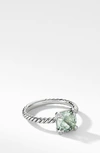David Yurman Sterling Silver Chatelaine Prasiolite And Diamond Ring