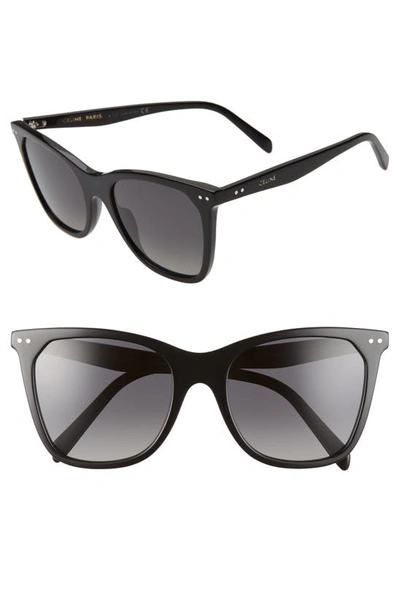 Celine Women's Polarized Square Sunglasses, 55mm In Shiny Black/smoke Polarized