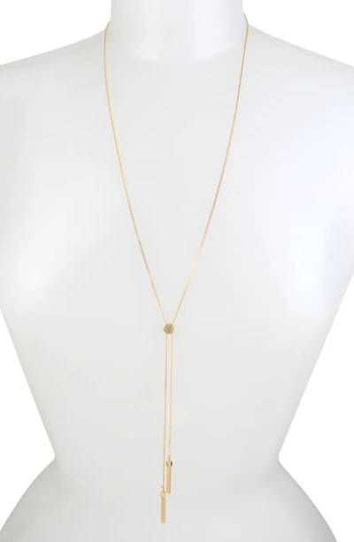 Allsaints Gold-tone Engraved Ram & Chain Tassel Adjustable Lariat Necklace, 34