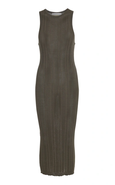 Remain Birger Christensen Gere Rib-knit Midi Dress In Tarmac