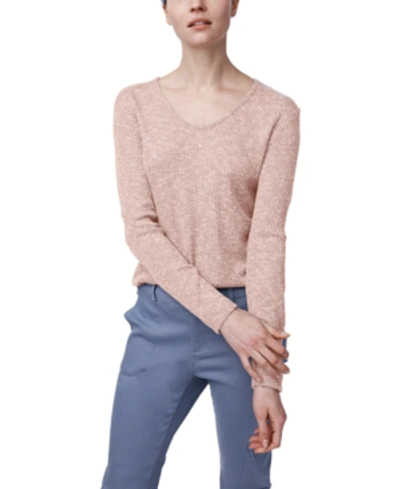 B New York Ribbed Knit High/low Top In Rose Heather