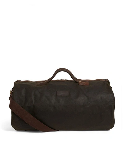 Barbour Waxed Cotton Holdall In Green