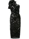 Dolce & Gabbana One-shoulder Fitted Sequin Cocktail Dress In Black