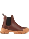 Gucci Leather Leon Hybrid Chelsea Boots In Brown