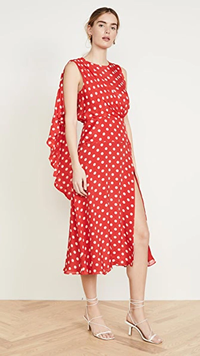 Ronny Kobo Claudia Dress In Red/ivory