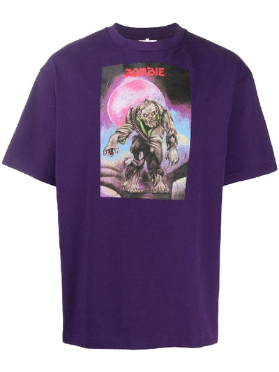 Acne Studios Monster In My Pocket Print T-shirt In Purple