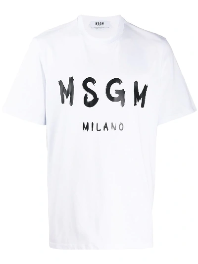 Msgm Crew-neck Logo T-shirt In White