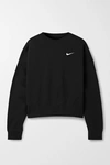Nike Oversized Embroidered Cotton-blend Jersey Sweatshirt In Black/ White