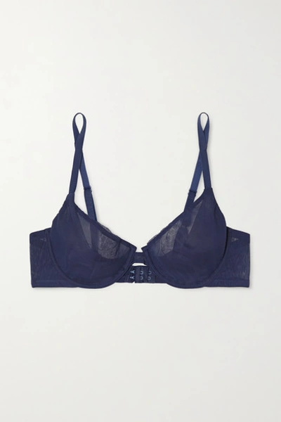 The Great Eros Canova Stretch-tulle Underwired Bra In Navy