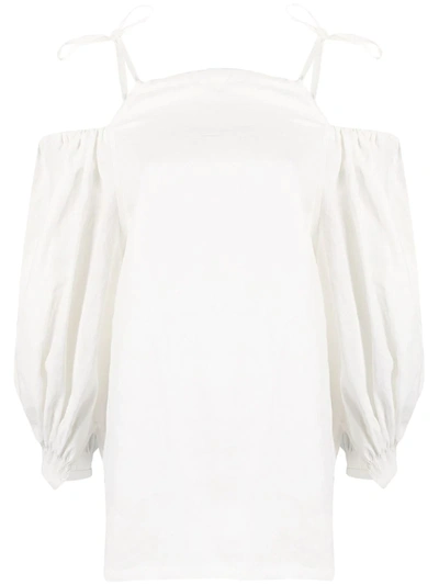 Jil Sander Cold-shoulder Organic Cotton-poplin Blouse In White
