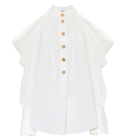 Monse Cold-shoulder Cotton And Linen-blend Top In White