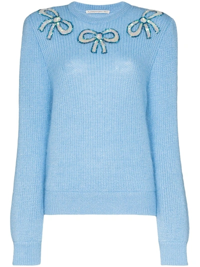 Alessandra Rich Sequin-embellished Mohair-blend Sweater In Blue