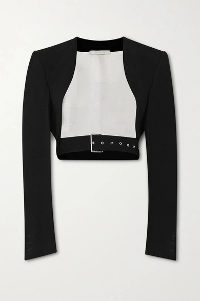 Peter Do Cropped Belted Cady Jacket In Black