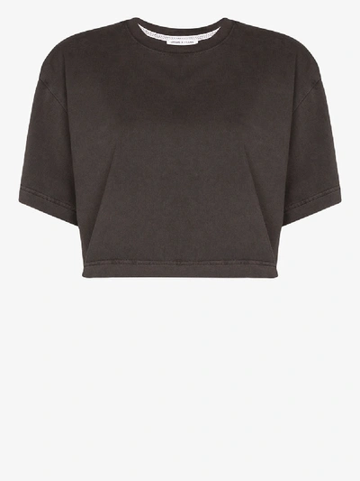 Frame X Imaan Cropped Cotton-jersey Top In Black