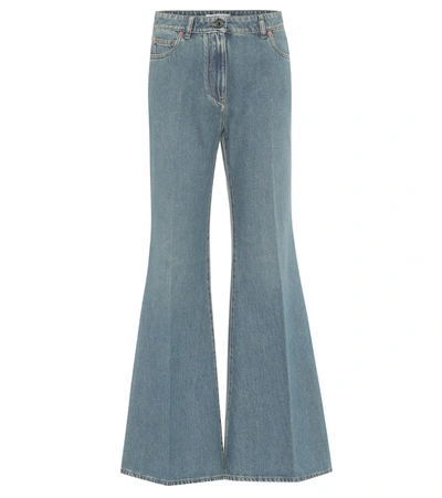 Valentino Vlogo High-rise Flared Jeans In Blue