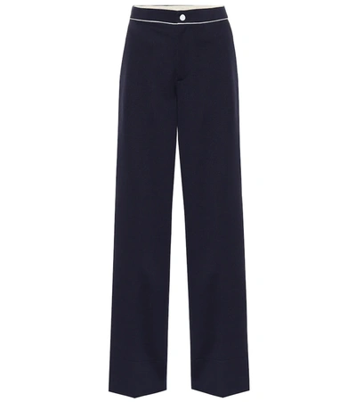 Moncler Technical Wide-leg Trackpants In Navy