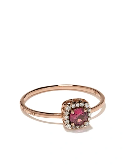 Selim Mouzannar 18kt Rose Gold Diamond Rhodolite Beirut Ring