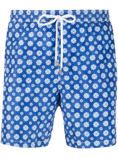 Barba Coral Print Swim Shorts In Blue