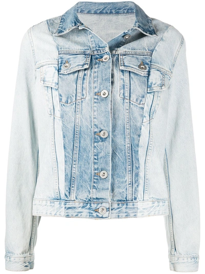 Ben Taverniti Unravel Project Two-tone Denim Jacket In Blue