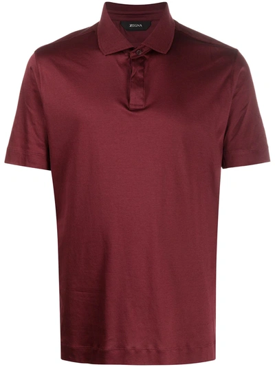 Z Zegna Concealed Front Polo Shirt In Red