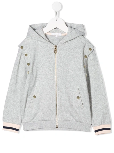 Chloé Kids' Zipped Long-sleeve Hoodie In Grey