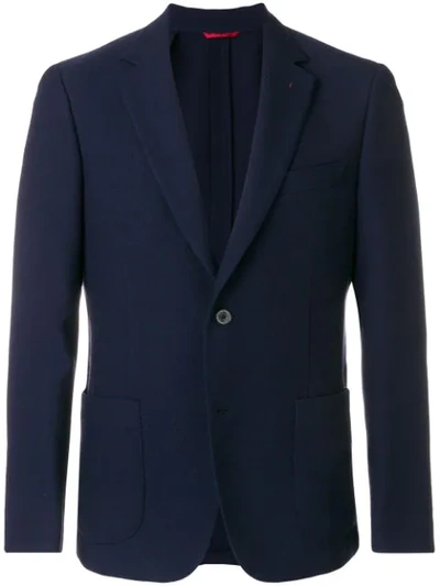 Fay Fitted Single Breasted Blazer In Blue