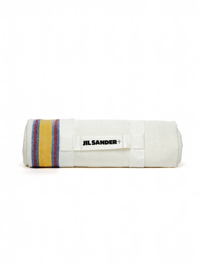 Jil Sander Striped Beige Linen Blanket