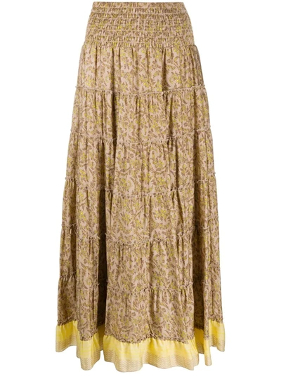 Steffen Schraut Leaf Print Skirt In Brown