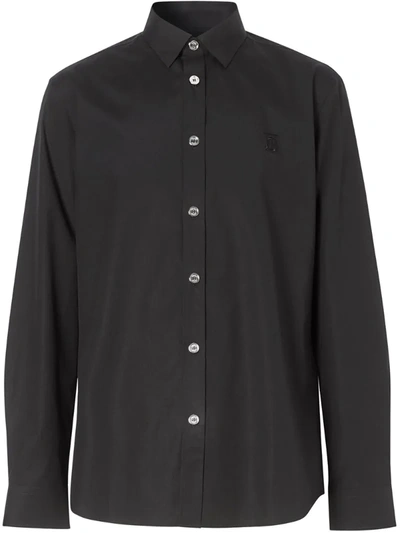 Burberry Embroidered Monogram Shirt In Black
