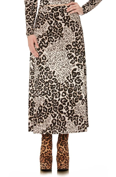 Afrm Animal Print Midi Skirt In Leopard Patchwork