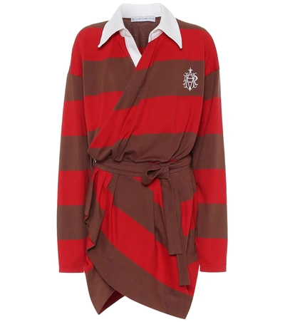 Matthew Adams Dolan Long-sleeved Striped-cotton Rugby Shirt Dress In Red