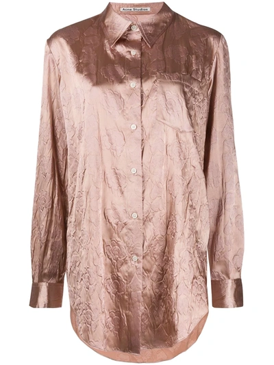 Acne Studios Sophi Shirt With Embossed Floral Motif In Floral-embossed Satin Blouse