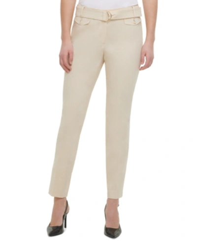 Calvin Klein Belted Straight-leg Pants In Wheat