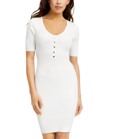Almost Famous Juniors' Ribbed-knit Bodycon Dress In Ivory