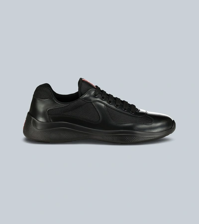 Prada Leather Sneakers In Black