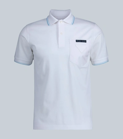 Prada Contrast Pocket Polo Shirt In White