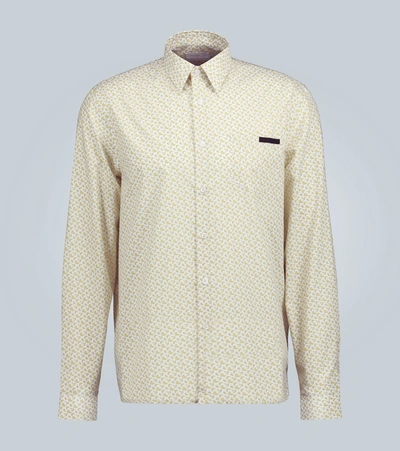 Prada Fruit Cotton Poplin Shirt In Yellow