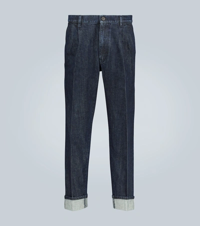Prada Wide-leg Selvedge Jeans In Blue